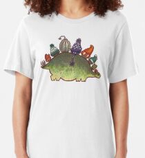 Green Stegosaurus Derposaur with Hats Slim Fit T-Shirt