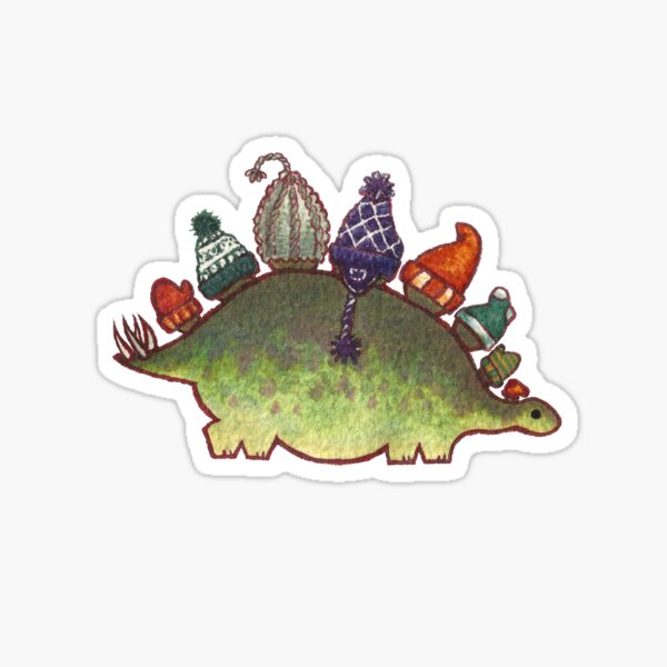 Green Stegosaurus Derposaur with Hats Sticker