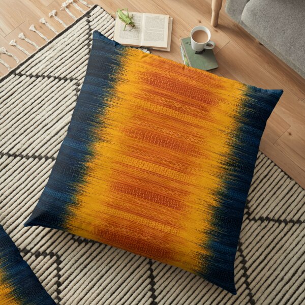 Deep Blue and Yellow Oriental Traditional Lovely Colored Moroccan Style Floor Pillow