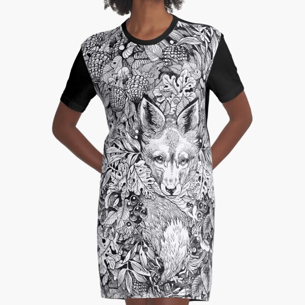 Hiding fox Graphic T-Shirt Dress