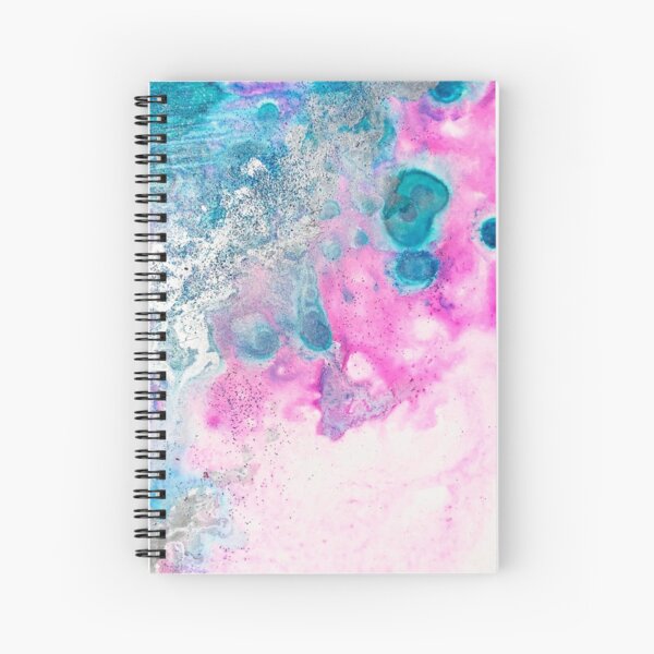 Pink Teal Alcoholic Ink Spiral Notebook