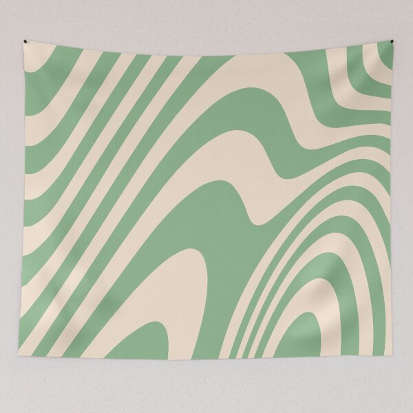 Item preview, Pastel Green and Cream Zebra Grooves Abstract Pattern Art  designed and sold by patternsoup.