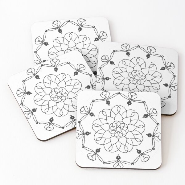 Item preview, ֎ Mandala Medallion ֍ Hearts & Flower & Scribbles - black - Cute Girls Design designed and sold by Spinning Plates 360.