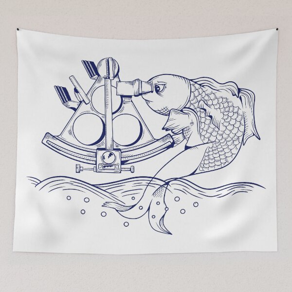 Item preview, Fish Using a sextant designed and sold by piedaydesigns.