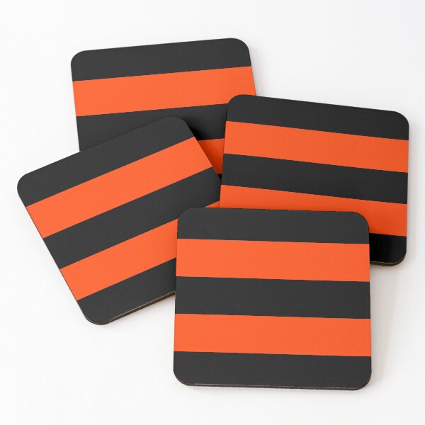 Item preview, Black & Flaming Orange Wide Horizontal Stripes designed and sold by Moonshine Paradise.
