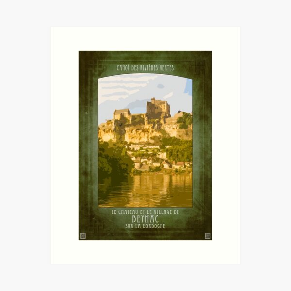 Canoeing at Beynac Art Print