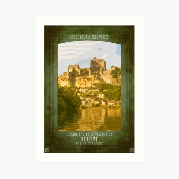 Canoeing at Beynac Art Print