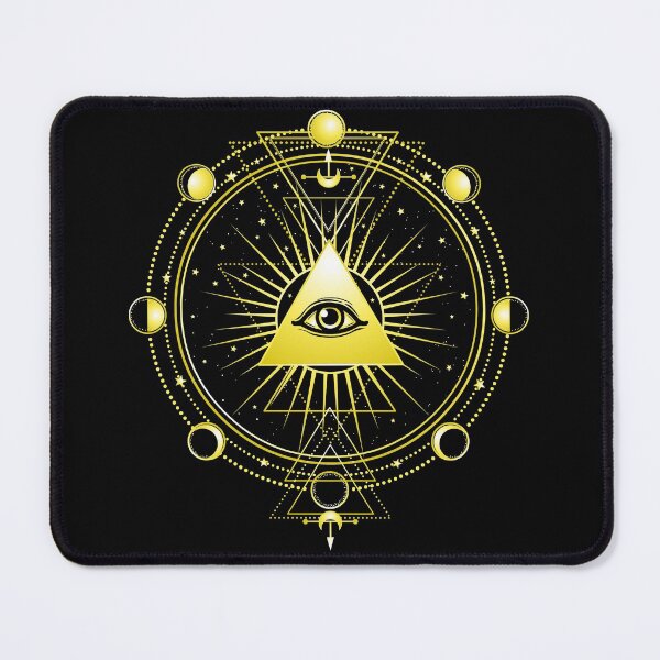 Item preview, Mysterious background: pyramid, all-seeing eye, sacred geometry. Esoteric, mysticism, occultism. Print, poster, t-shirt, card.  designed and sold by YanaZvereva.