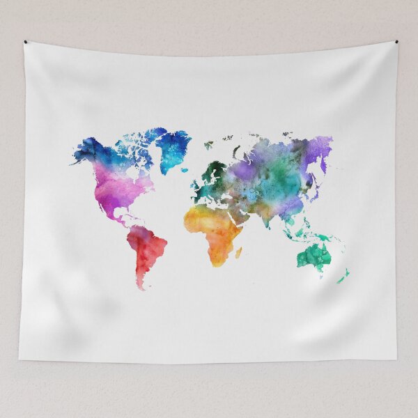 Item preview, Colorful watercolor map of the world with watercolor designed and sold by DimDom.