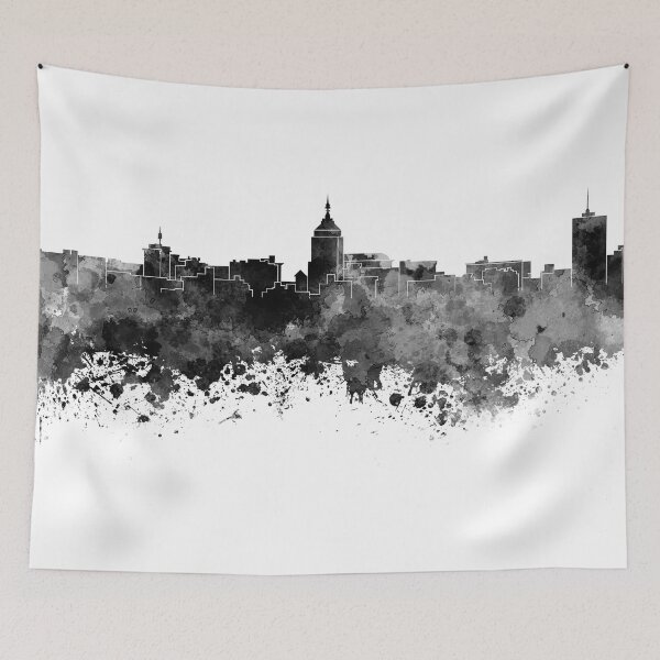 Item preview, Fresno skyline in black watercolor background designed and sold by paulrommer.