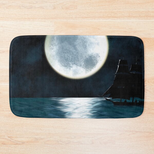 Item preview, Pirate Ship Moonlight Ocean Sailing Digital Art Drawing designed and sold by Bandia.