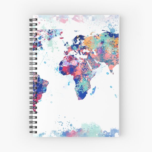 Item preview, Watercolor world map, color, with splashes designed and sold by DimDom.