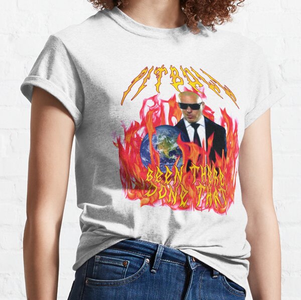 Heavy Metal Pitbull mit Flammen Classic T-Shirt