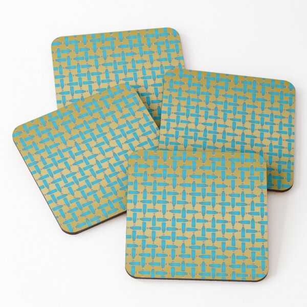 Item preview, Blue Soda Pop Bottles Gold Background designed and sold by HoorayDesigns.