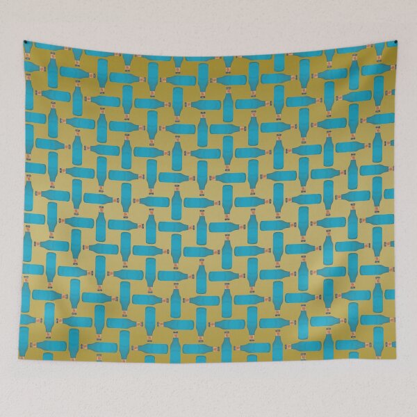 Item preview, Blue Soda Pop Bottles Gold Background designed and sold by HoorayDesigns.
