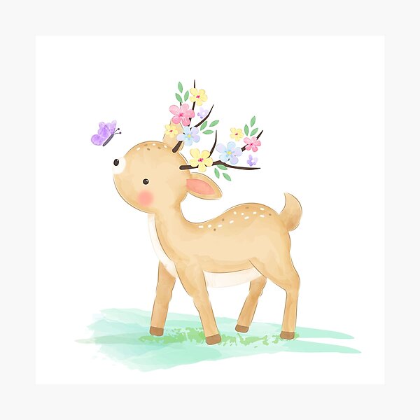 Cute Little Deer In The Garden Kids Design Photographic Print