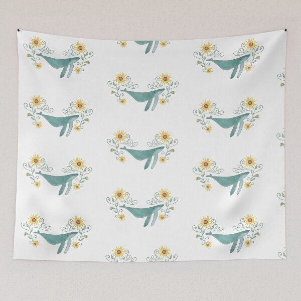 Item preview, Whale with flowers designed and sold by designsbymurray.