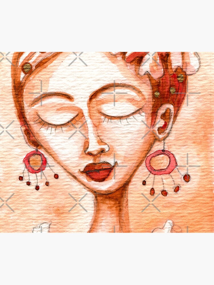 Frida Kahlo Portrait, Amber Orange Brown Colors, Meloearth by meloearth