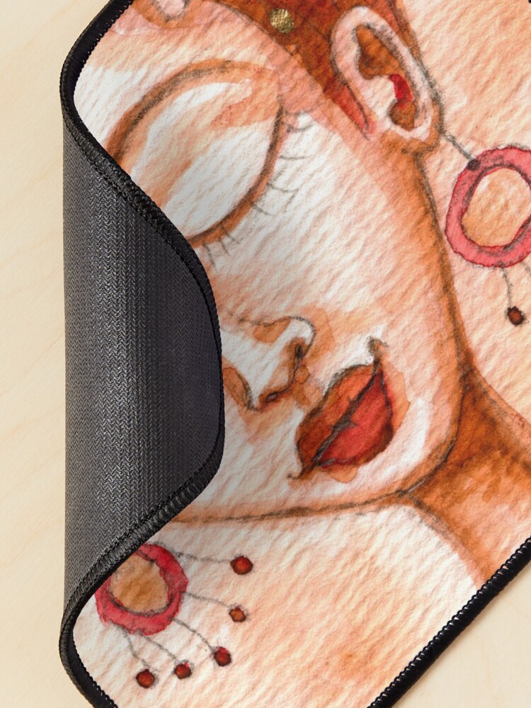 Alternate view of Frida Kahlo Portrait, Amber Orange Brown Colors, Meloearth Mouse Pad