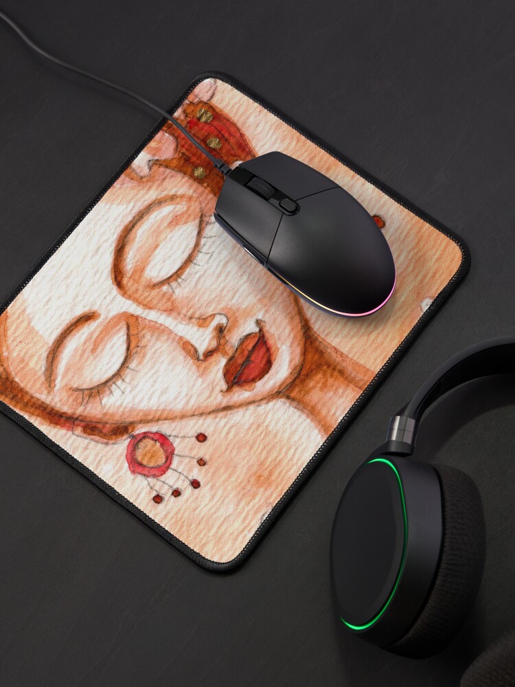 Alternate view of Frida Kahlo Portrait, Amber Orange Brown Colors, Meloearth Mouse Pad