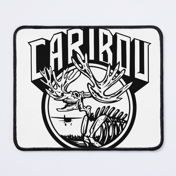 Item preview, Caribou or Reindeer Skull Skeleton Roaring with Airplane and Lake Set Circle Retro Style Black and White designed and sold by patrimonio.