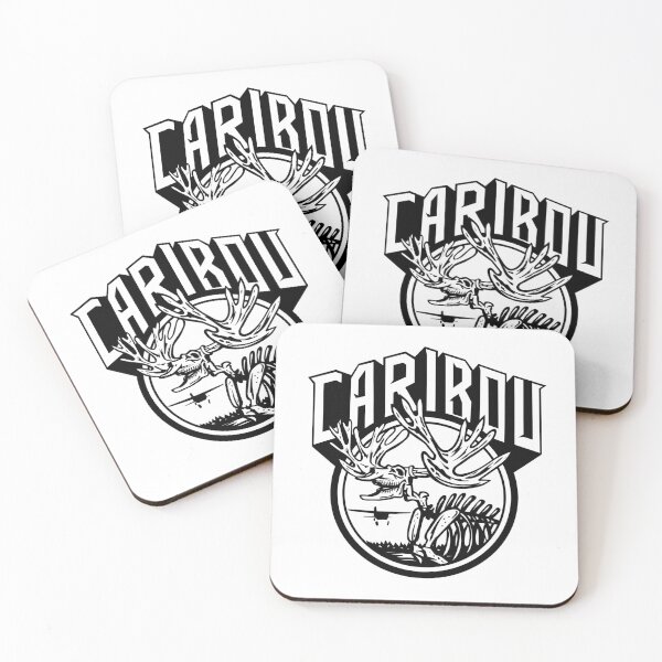 Item preview, Caribou or Reindeer Skull Skeleton Roaring with Airplane and Lake Set Circle Retro Style Black and White designed and sold by patrimonio.