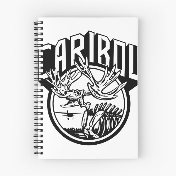 Item preview, Caribou or Reindeer Skull Skeleton Roaring with Airplane and Lake Set Circle Retro Style Black and White designed and sold by patrimonio.
