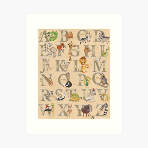 ABC Animals (with names) Art Print