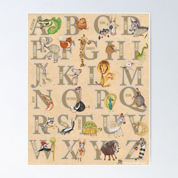 Item preview, ABC Animals (with names) designed and sold by busymockingbird.