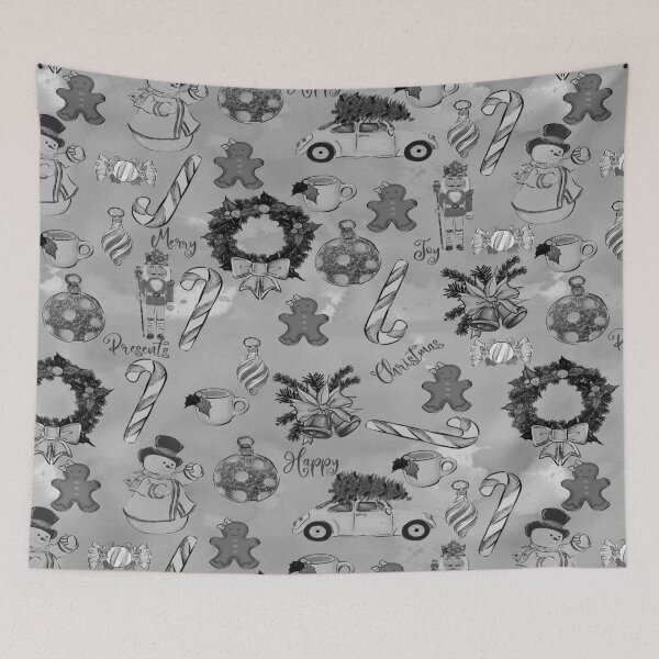 Item preview,  Watercolor Black and White Christmas Pattern  designed and sold by ozcushionstoo.