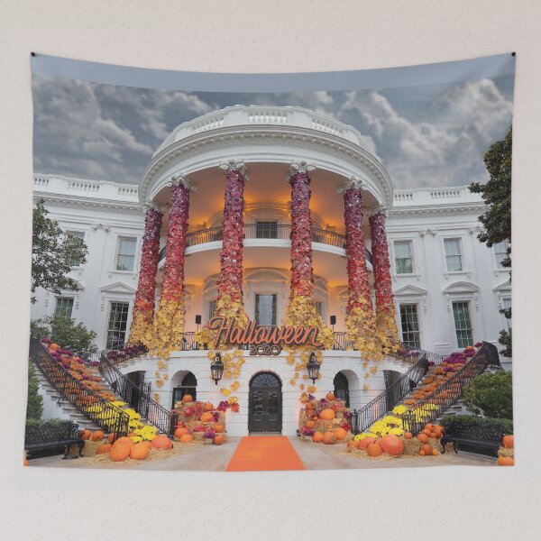 Item preview, The South Portico of the White House decorated for Halloween designed and sold by mycloudzdesign.