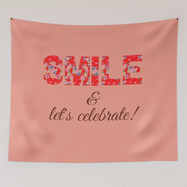 Item preview, Happy celebration slogan quote floral garden rose & butterflies designed and sold by TheSeasonalYard.