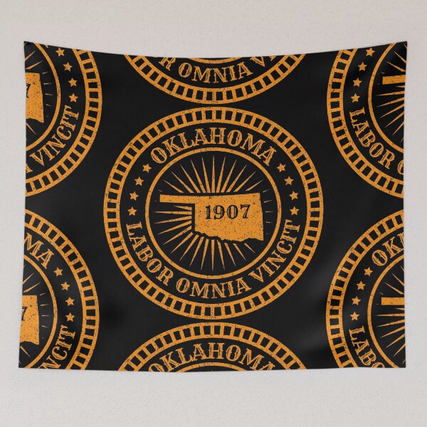 Item preview, Oklahoma - OK Sooner State Map Slogan Labor Omnia Vincit USA 1907 designed and sold by Ranggasme.
