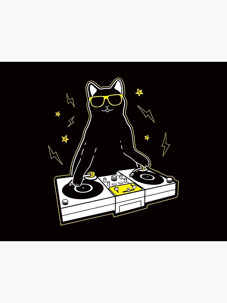 DJ Cat (Black) | Art Board Print