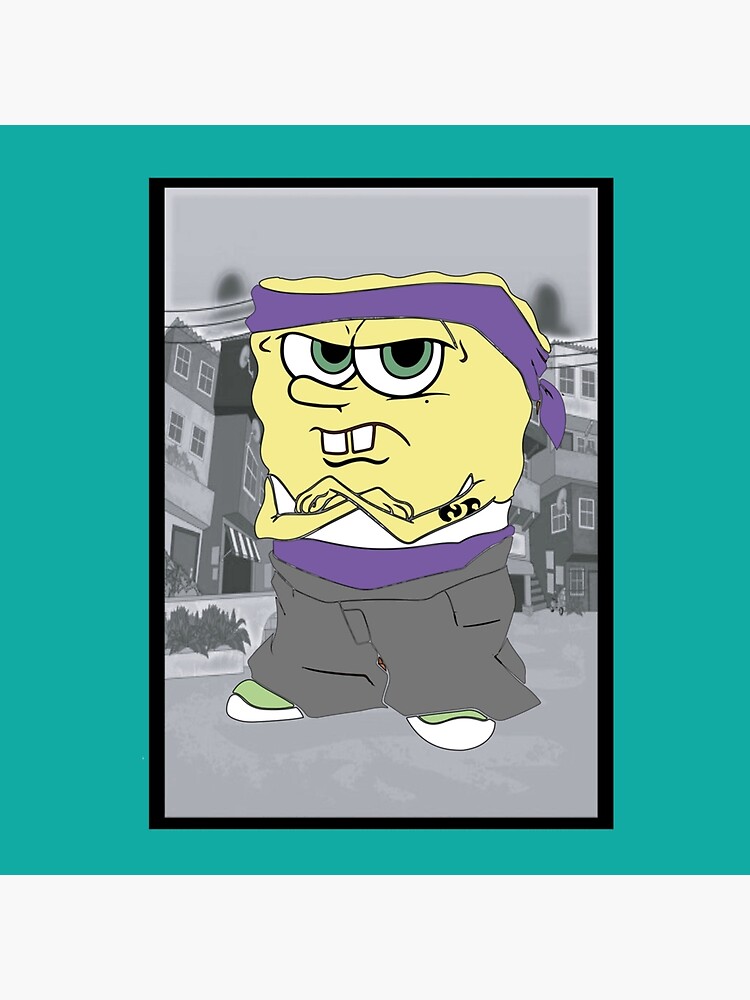 "Spongebob Gangster Bandana Meme Funny Cartoon " Throw Pillow for Sale