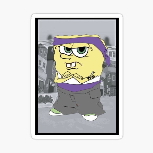 "Spongebob Gangster Bandana Meme Funny Cartoon " Sticker for Sale by ...