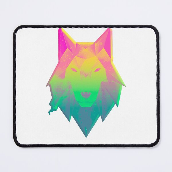 Artikelvorschau, abstrakter bunter Wolf - Poly geometrischer Wolfskopf hypercolor entworfen und verkauft von Long Exposure.