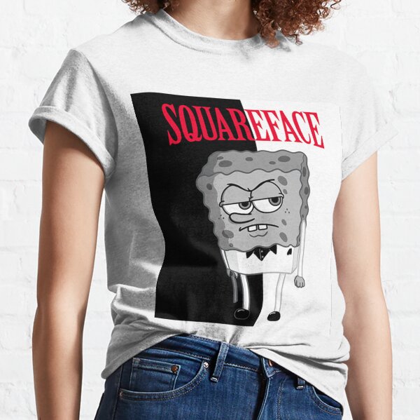 Vista previa del artículo con la obra «Squareface - Bob Esponja Al Pacino Scarface Gangster», diseñado y vendido por UGettzCo.