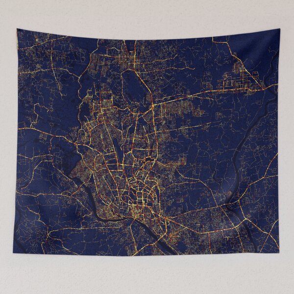 Item preview, Dhaka, Bangladesh Map - City At Night designed and sold by deMAP.