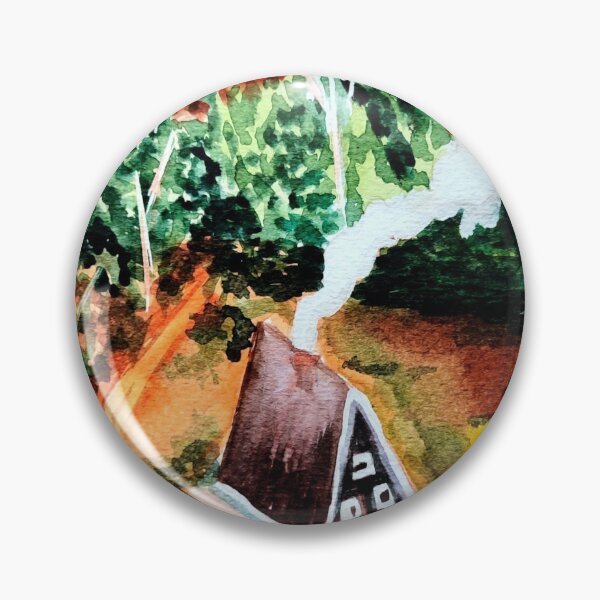 Item preview, Autumn in the woods watercolor pattern, house in the woods watercolors designed and sold by Ala Lopatniov.