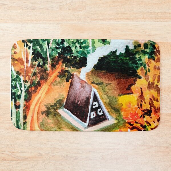 Item preview, Autumn in the woods watercolor pattern, house in the woods watercolors designed and sold by Ala Lopatniov.