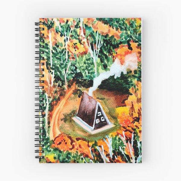 Item preview, Autumn in the woods watercolor pattern, house in the woods watercolors designed and sold by Ala Lopatniov.