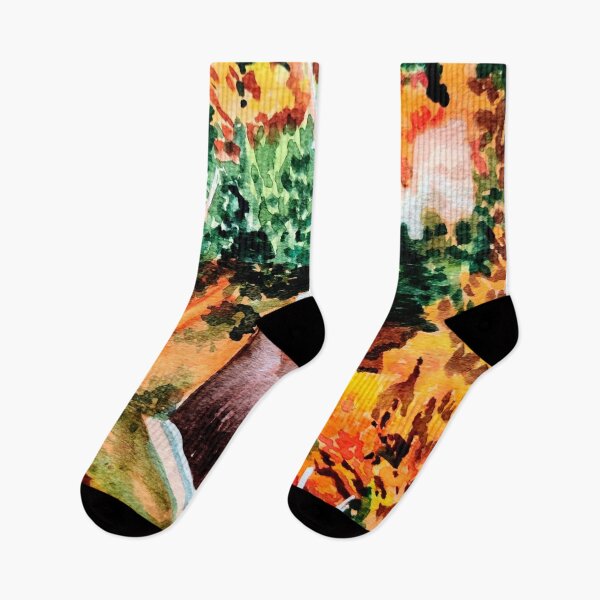 Item preview, Autumn in the woods watercolor pattern, house in the woods watercolors designed and sold by Ala Lopatniov.