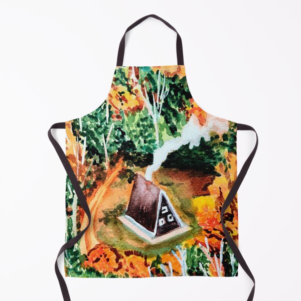 Item preview, Autumn in the woods watercolor pattern, house in the woods watercolors designed and sold by Ala Lopatniov.