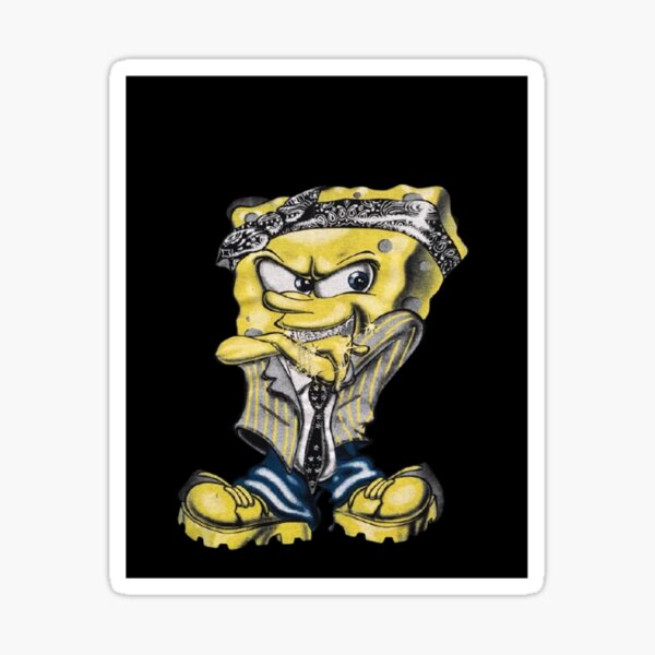 "funny spongebob gangster" Sticker for Sale by UGettzCo | Redbubble