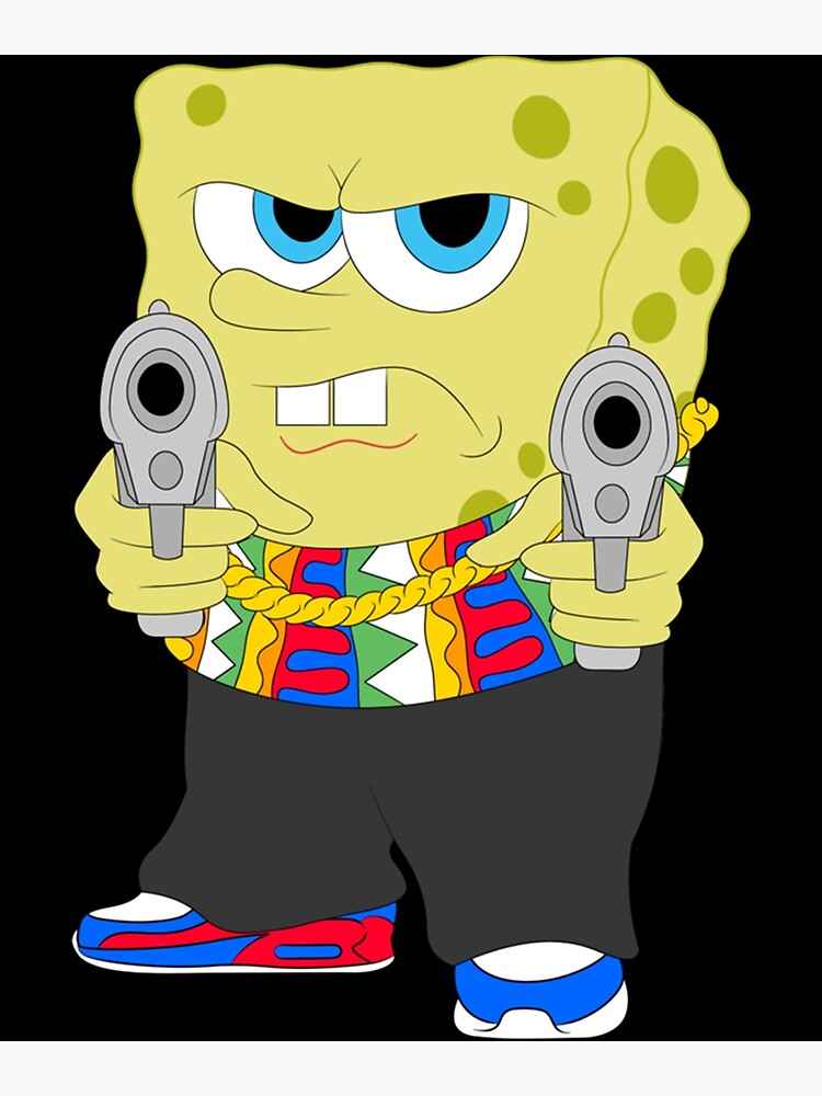 "Gangster Spongebob meme 90s Thug Cartoon Drip meme " Art Print for