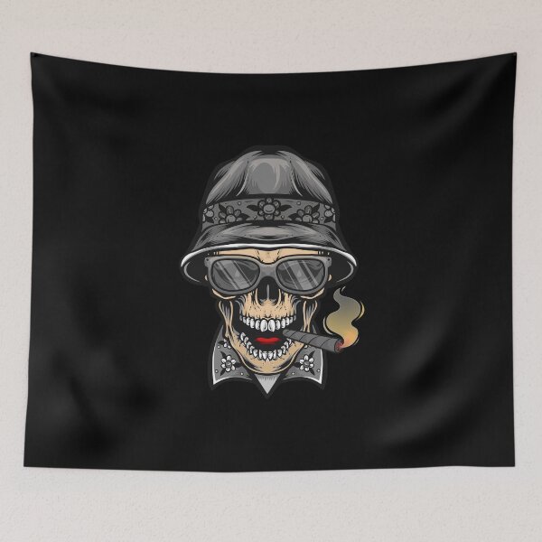 Item preview, laughing skull wearing bucket hats and smoking schrot vector designed and sold by Williams Anderson.