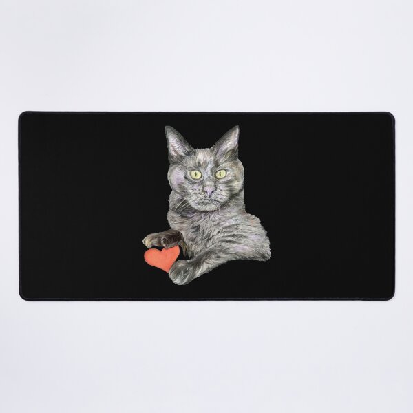 Grey Cat Oliver Desk Mat