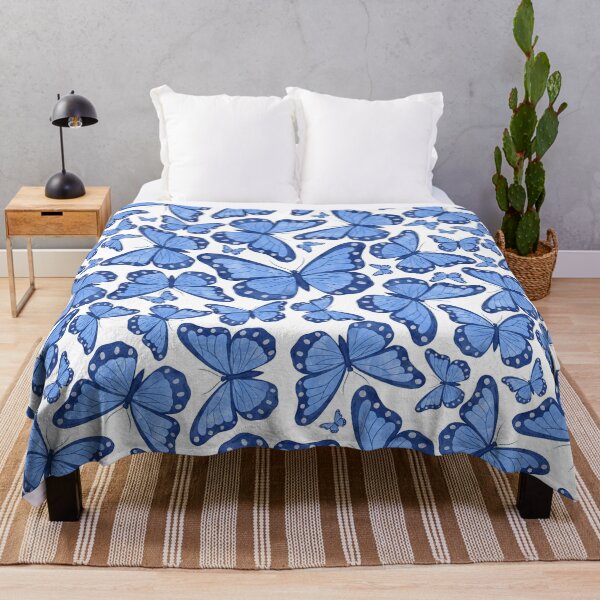 Item preview, Monarch Butterfly Chinoiserie Pattern - Blue Watercolor Chinese Asian designed and sold by Millusti.