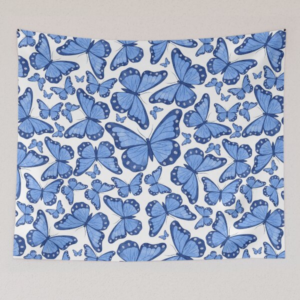 Item preview, Monarch Butterfly Chinoiserie Pattern - Blue Watercolor Chinese Asian designed and sold by Millusti.